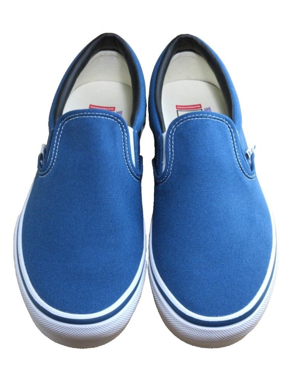 Vans Men's Skate Slip On Navy Blue White Canvas PopCush shoes Size 11.5 NEW